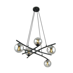 Lampa wisząca Emibig Essa 5 czarna z grafitowym kloszem 5×E14