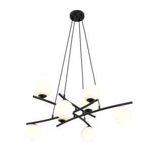 Lampa wisząca Emibig Essa 8 czarna z białym kloszem 8×E14