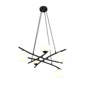 Lampa wisząca Emibig Essa 5 czarna z białym kloszem 5×E14
