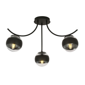 Lampa sufitowa Emibig Boston 3 czarna z transparentnym kloszem 3×E14