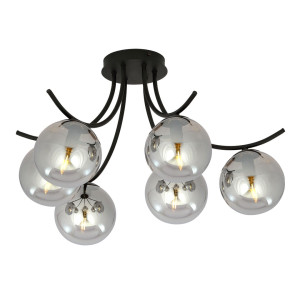 Lampa sufitowa Emibig Boston czarna z grafitowym kloszem 6×E14