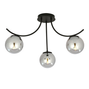 Lampa sufitowa Emibig Boston czarna z grafitowym kloszem 3×E14