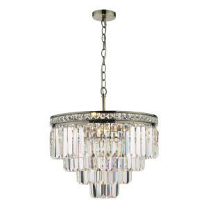 Żyrandol Vyana 4 Light Pendant Antique Brass Crystal