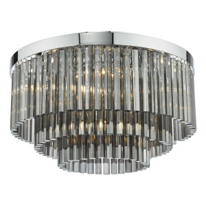 Żyrandol Logan 5 Light Flush Polished Chrome Smoked Glass
