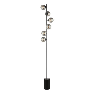 Lampa Podłogowa Spiral 6 Light Floor Lamp Matt Black Smoked Glass