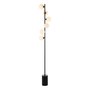 Lampa Podłogowa Spiral 6 Light Floor Lamp Matt Black Opal Glass