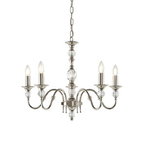 Lampa wisząca Interiors LX124P5N Stal/Szkło Kryształowe