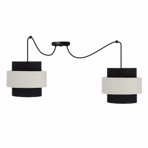 Lampa wisząca Candellux Benta czarna z kremowym abażurem 2×E27