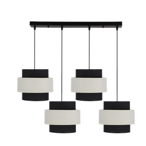 Lampa wisząca Candellux Benta czarna z kremowym abażurem 4×E27