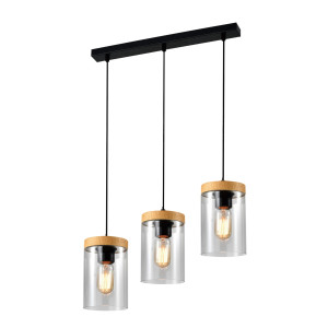 Lampa sufitowa Candellux Wels czarna z drewnianymi elementami