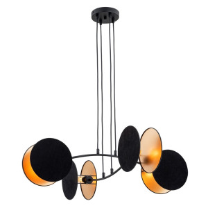 Lampa wisząca Emibig Motif 4 czarna ze złotym kloszem 4×E27