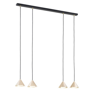 Lampa wisząca Emibig Elit 4 czarna ze złotym kloszem 4×GX53
