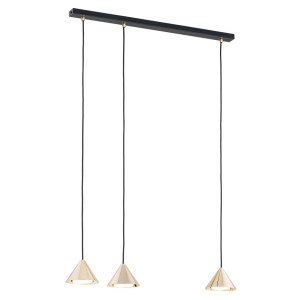 Lampa wisząca Emibig Elit 3 czarna ze złotym kloszem 3×GX53