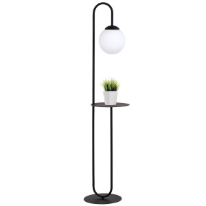 Lampa podłogowa Bari czarny / klosz biały 1x E14 - Emibig