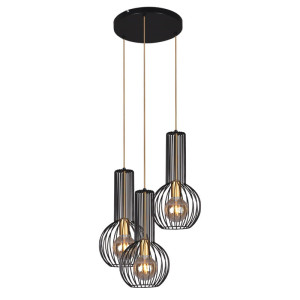Lampa wisząca ARVI BLACK K-4522 Czarny, złoty 3 źr., E27, 15W LED - Kaja