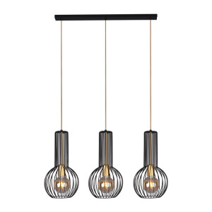 Lampa wisząca ARVI BLACK K-4521 Czarny, złoty 3 źr., E27, 15W LED - Kaja