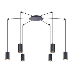 Lampa wisząca PUERTO K-4898 Czarny 6 źr., GU10, 10W LED - Kaja