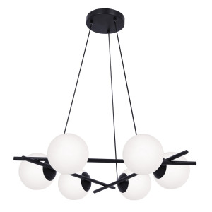 Lampa wisząca ARTON K-4967 Czarny, biały matowy 6 źr., E27, 15W LED - Kaja