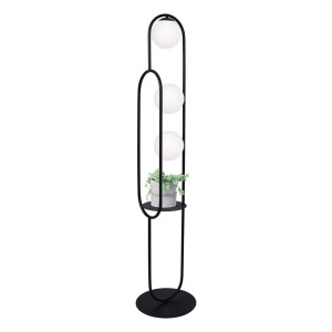 Lampa podłogowa FINESTRA K-4963 Czarny, biały matowy 3 źr., E27, 15W LED - Kaja