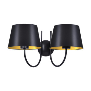 Kinkiet SASTO K-4338 Czarny, złoty 2 źr., E27, 15W LED - Kaja