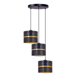 Lampa wisząca ZIMBO K-5222 Czarny, złoty 3 źr., E27, 15W LED - Kaja