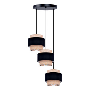 Lampa wisząca GATO K-5232 Czarny, beżowy 3 źr., E27, 15W LED - Kaja