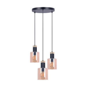 Lampa wisząca ALTO K-5257 Czarny, złoty, bursztyn 3 źr., E27, 15W LED - Kaja