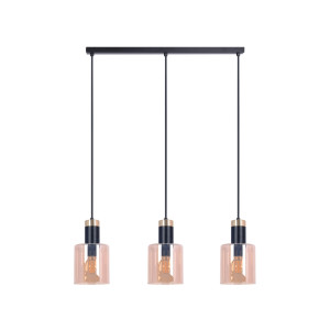 Lampa wisząca ALTO K-5258 Czarny, złoty, bursztyn 3 źr., E27, 15W LED - Kaja