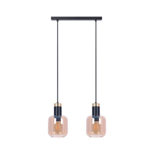 Lampa wisząca DOKA K-5266 Czarny, złoty, bursztyn 2 źr., E27, 15W LED - Kaja
