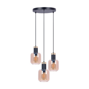 Lampa wisząca DOKA K-5267 Czarny, złoty, bursztyn 3 źr., E27, 15W LED - Kaja