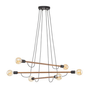 Lampa wisząca Helix Wood Orzech Czarny, Orzech 6x E27 - TK Lighting