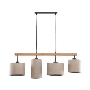 Lampa wisząca Deva Nature Czarny, Sosna 4x E27 - TK Lighting