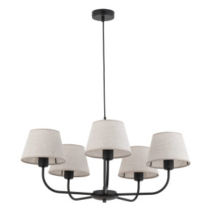 Lampa wisząca Chicago Linen Czarny 5x E27 - TK Lighting
