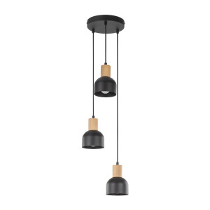 Lampa wisząca Cairo Czarny, Sosna 3x E27 - TK Lighting