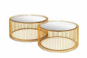 Stolik KARE zestaw stolików kawowych WIRE mosiądz – Kare Design