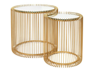 Stolik KARE zestaw stolików WIRE mosiądz – Kare Design