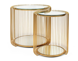 Stolik KARE zestaw stolików WIRE DOUBLE II mosiądz – Kare Design