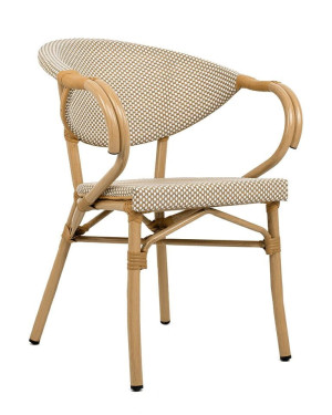 Krzesło ogrodowe CAFE BISTRO PARIS ARM beżowe rattan – King Home