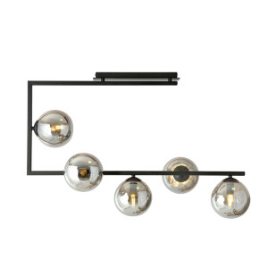 Lampa sufitowa Emibig Soma czarna z grafitowym kloszem 5×E14