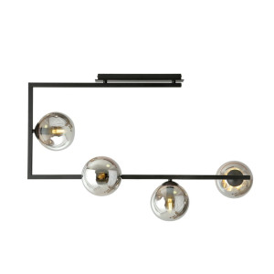 Lampa sufitowa Emibig Soma czarna z grafitowym kloszem 4×E14