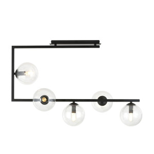 Lampa sufitowa Emibig Soma czarna z transparentnym kloszem 5×E14