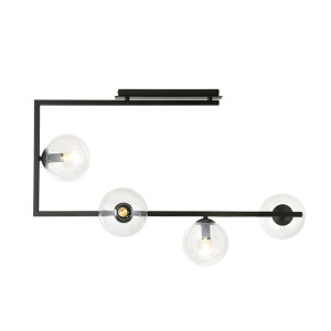 Lampa sufitowa Emibig Soma czarna z transparentnym kloszem 4×E14