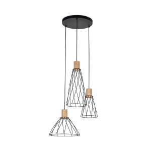 Lampa wisząca Modesto Wood Sosna Czarny 3x E27 - TK Lighting