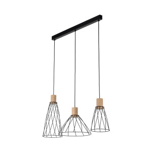Lampa wisząca Modesto Wood Sosna Czarny 3x E27 - TK Lighting