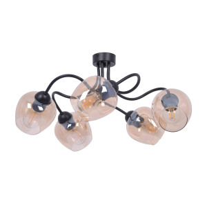 Lampa sufitowa DIUNA K-5191 Bursztynowy, czarny 5 źr., E27, 15W LED - Kaja