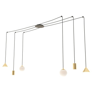 Lampa wisząca Emibig Fuji 6 Gold złoto-czarna 6×E14/GU10/GX53