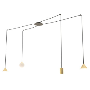 Lampa wisząca FUJI 4 GOLD designerska, pająk 4xE14 czarna 1350/4 Emibig