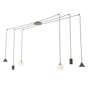 Lampa wisząca Fuji czarny 6x E14, GU10, GX53 - Emibig