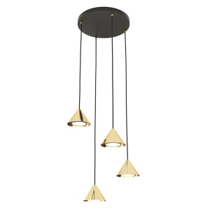 Lampa wisząca Emibig Elit 4 Premium czarna ze złotym kloszem 4×GX53