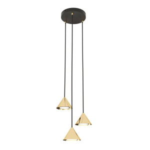 Lampa wisząca Emibig Elit 3 Premium czarna ze złotym kloszem 3×GX53